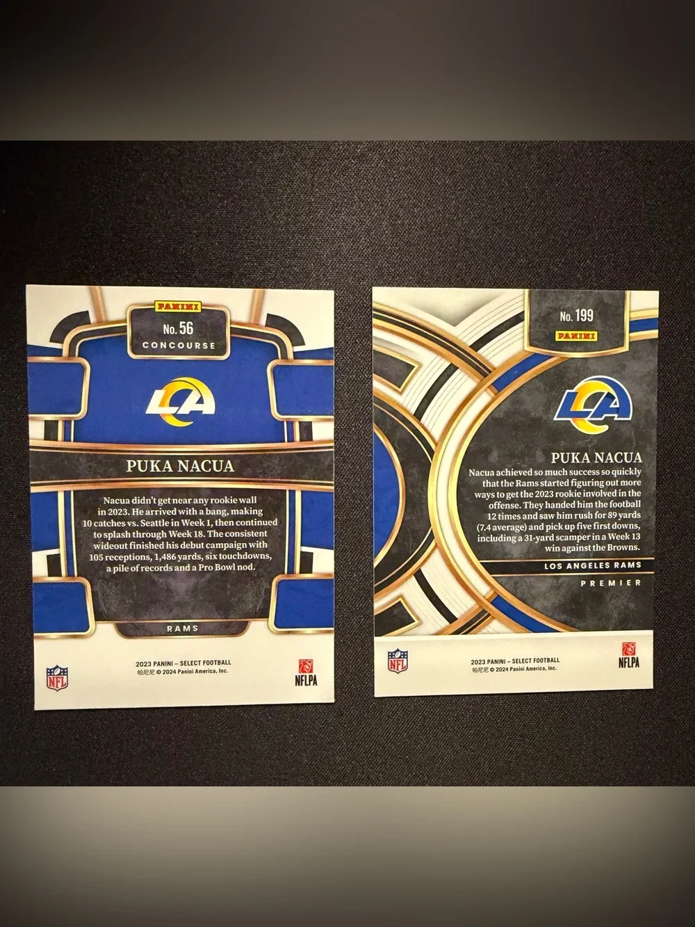 Puka Nacua Rookie 2023 Panini Select Card Bundle #56 & #199